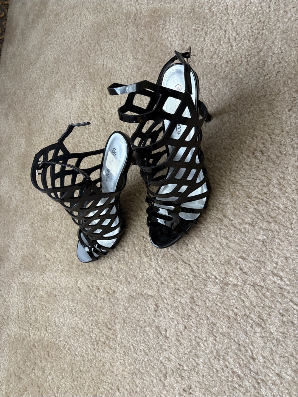 Hot Tomato Black Harlow Strappy Cage Heels
